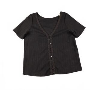 Sézane Archived Maddie V Neck Front Button T-Shirt Blouse 100% COTTON